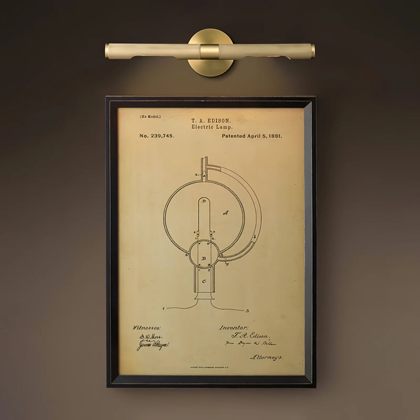 Elegant minimalist copper wall sconce for highlighting framed art pieces