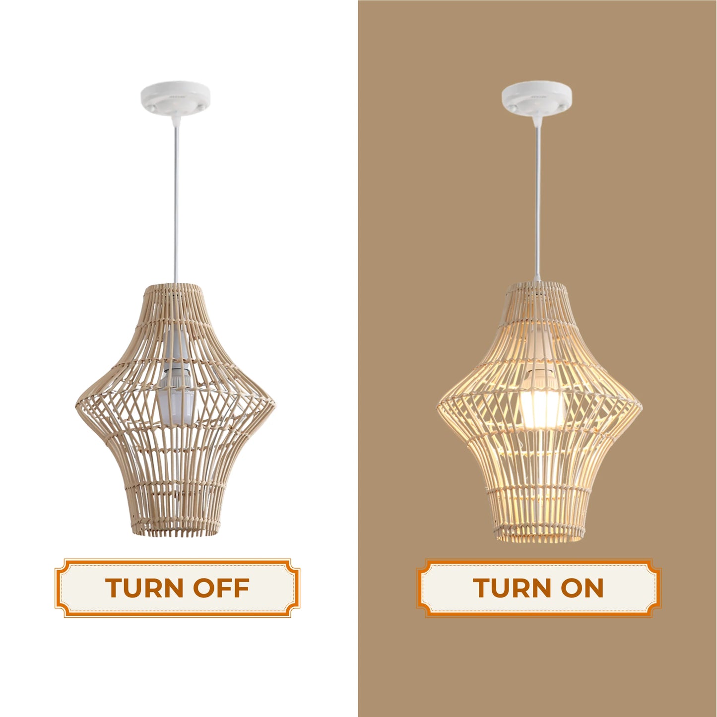 Elegant woven bamboo pendant light in natural finish for refined home interiors