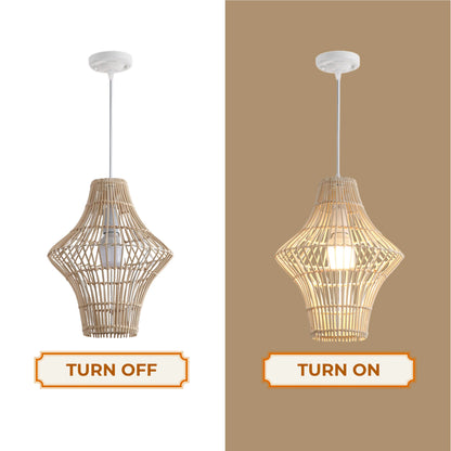 Elegant woven bamboo pendant light in natural finish for refined home interiors