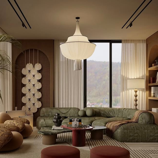 Fabric Cloth lamp for Organic Modern mix wabi sabi style living room
