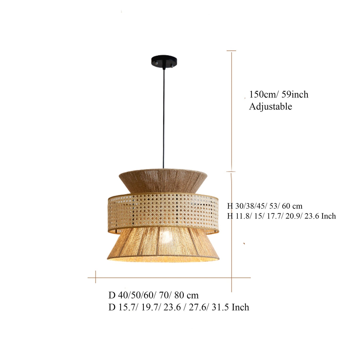 Set of sustainable layered floating shades displaying natural organic fibers and premium craftsmanship under a wood-beamed ceiling.