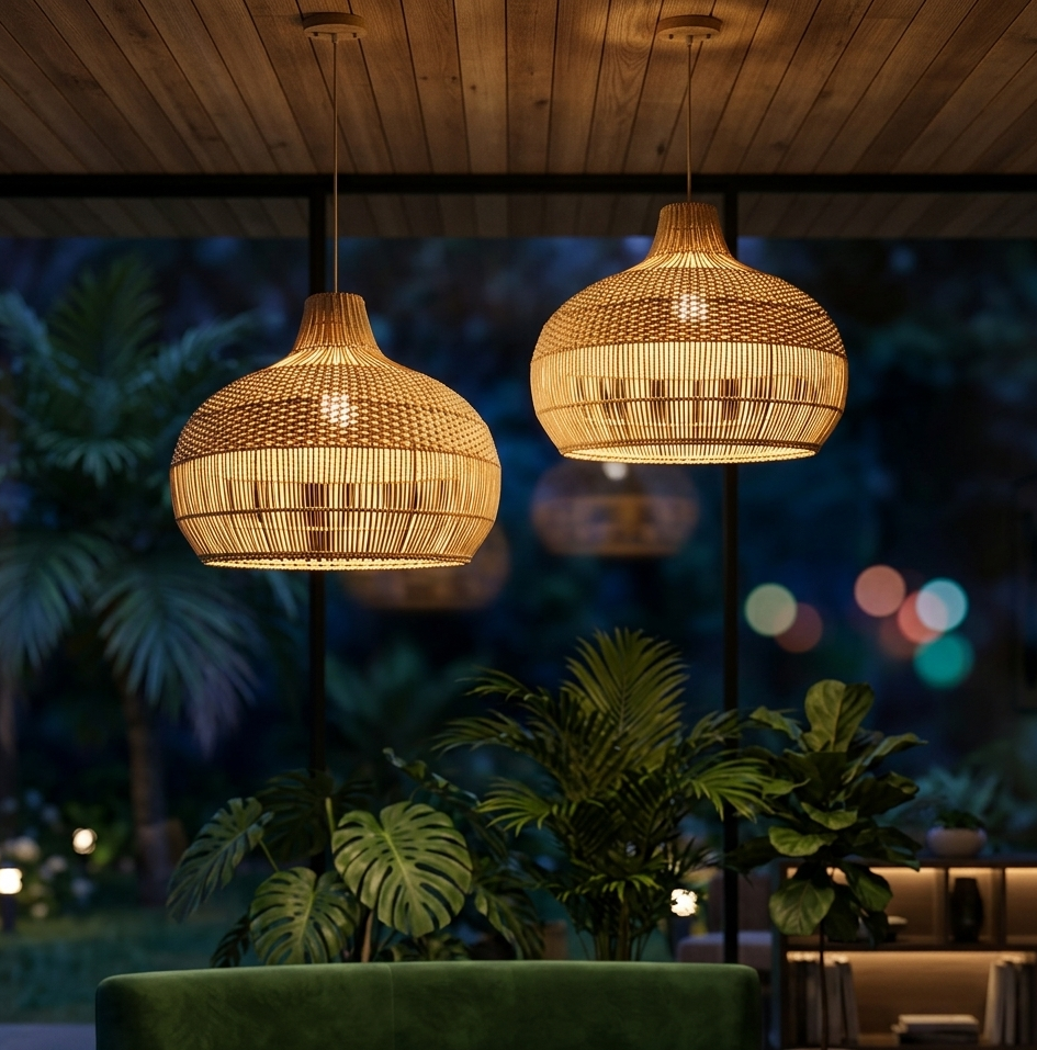 Dual-color white natural straw lamp shade displaying a unique cream-white knit top half and open vertical reed bottom half.