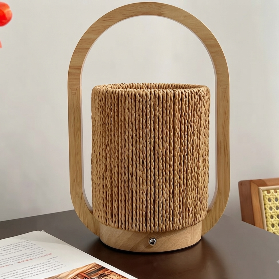 Eco-conscious solid wood floor lamp featuring handmade organic textures for healthy living spaces.