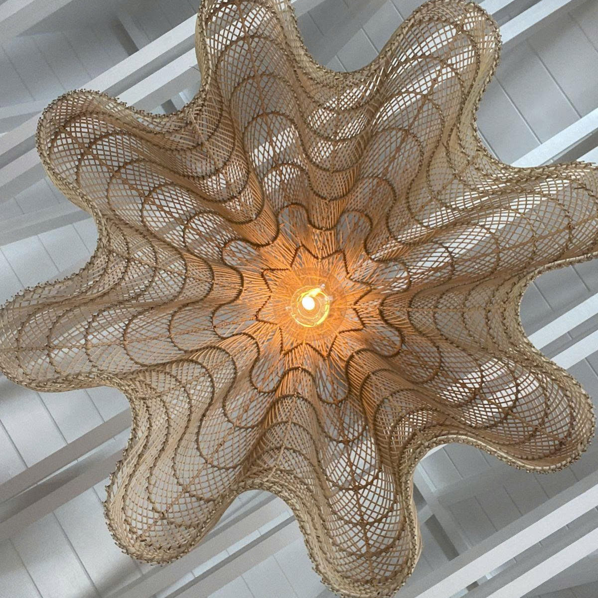 Flower rattan light handmade lamp for resort