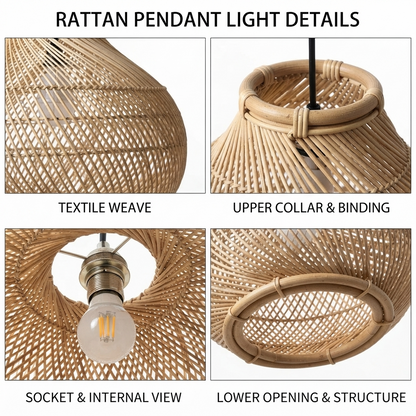 Onion Lattice Weave Rattan Pendant Light