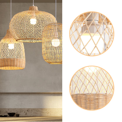 Hand-made organic fiber dome pendant light with delicate net pattern