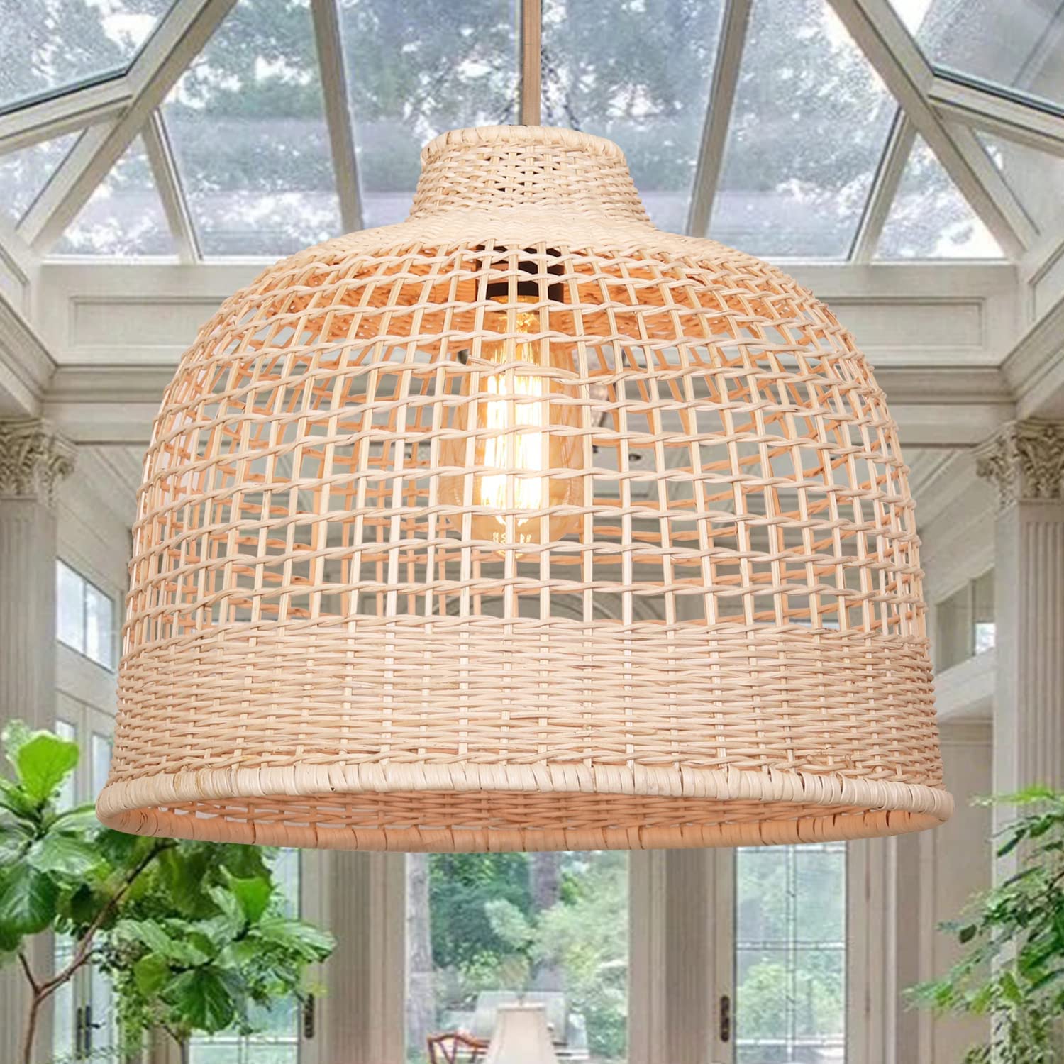 Hand-made organic fiber pendant light set for a sophisticated and earthy design