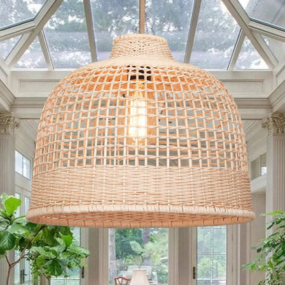 Hand-made organic fiber pendant light set for a sophisticated and earthy design