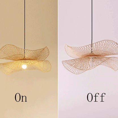 Intricate hand-crafted natural bamboo ceiling lamp