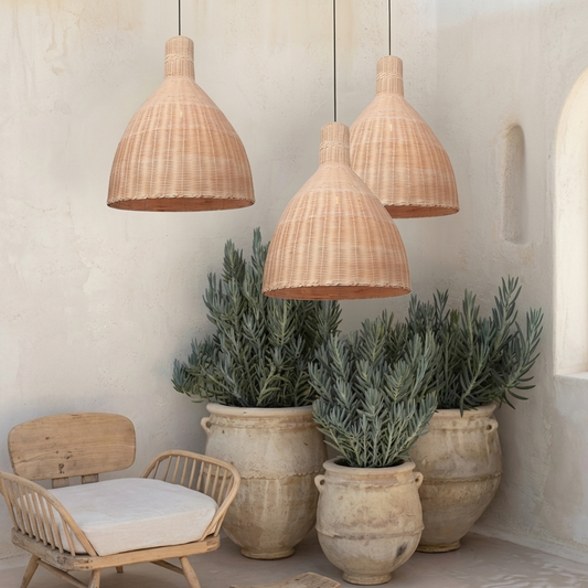 Handcrafted bamboo bell light fixture suitable for contemporary interiors.