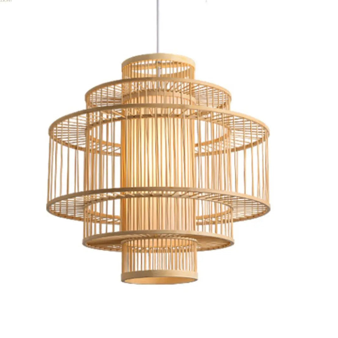 Handcrafted bamboo slatted ceiling shade showcasing superior natural craftsmanship