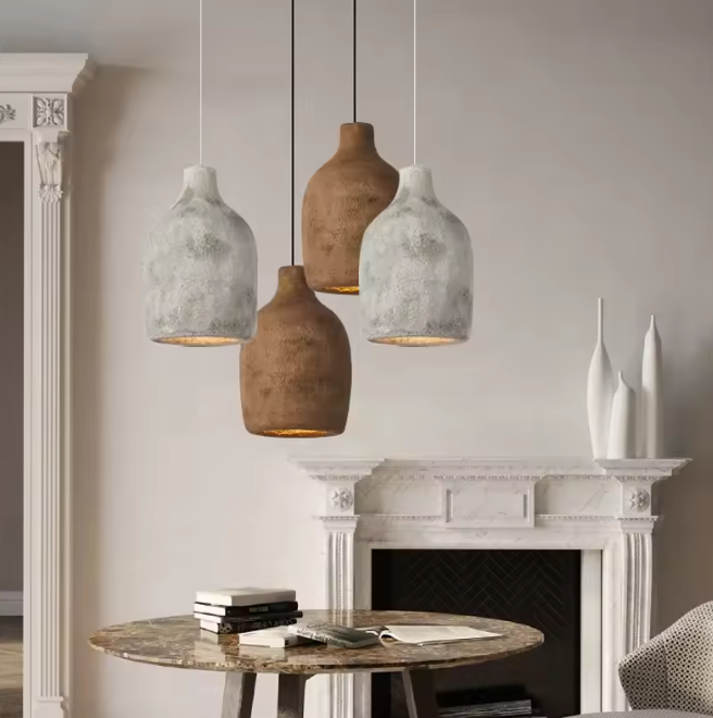 Artisanal handcrafted clay pendant lamp for organic Zen home interior design
