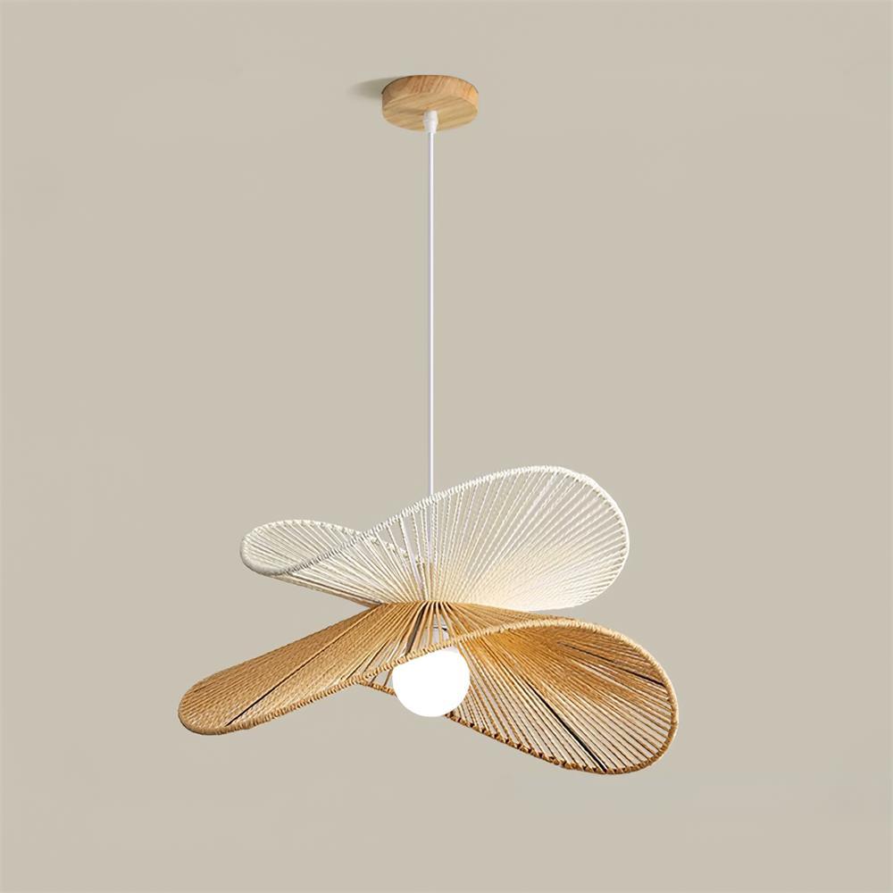 Handcrafted hemp fiber floral hanging lamp for modern living