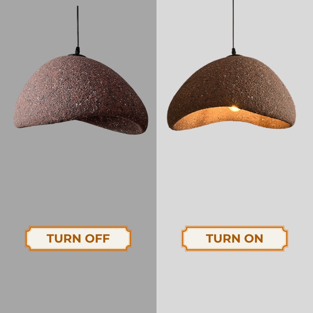 Handcrafted textured stone pendant lamp for a minimalist Zen space