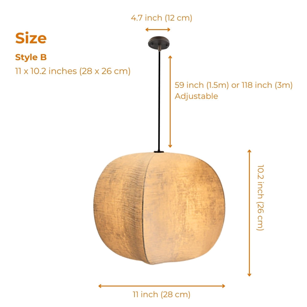 Artistic handcrafted spherical Wabi-Sabi lamp with warm glow