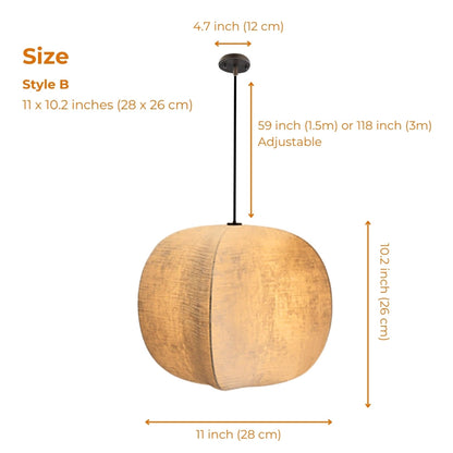 Artistic handcrafted spherical Wabi-Sabi lamp with warm glow
