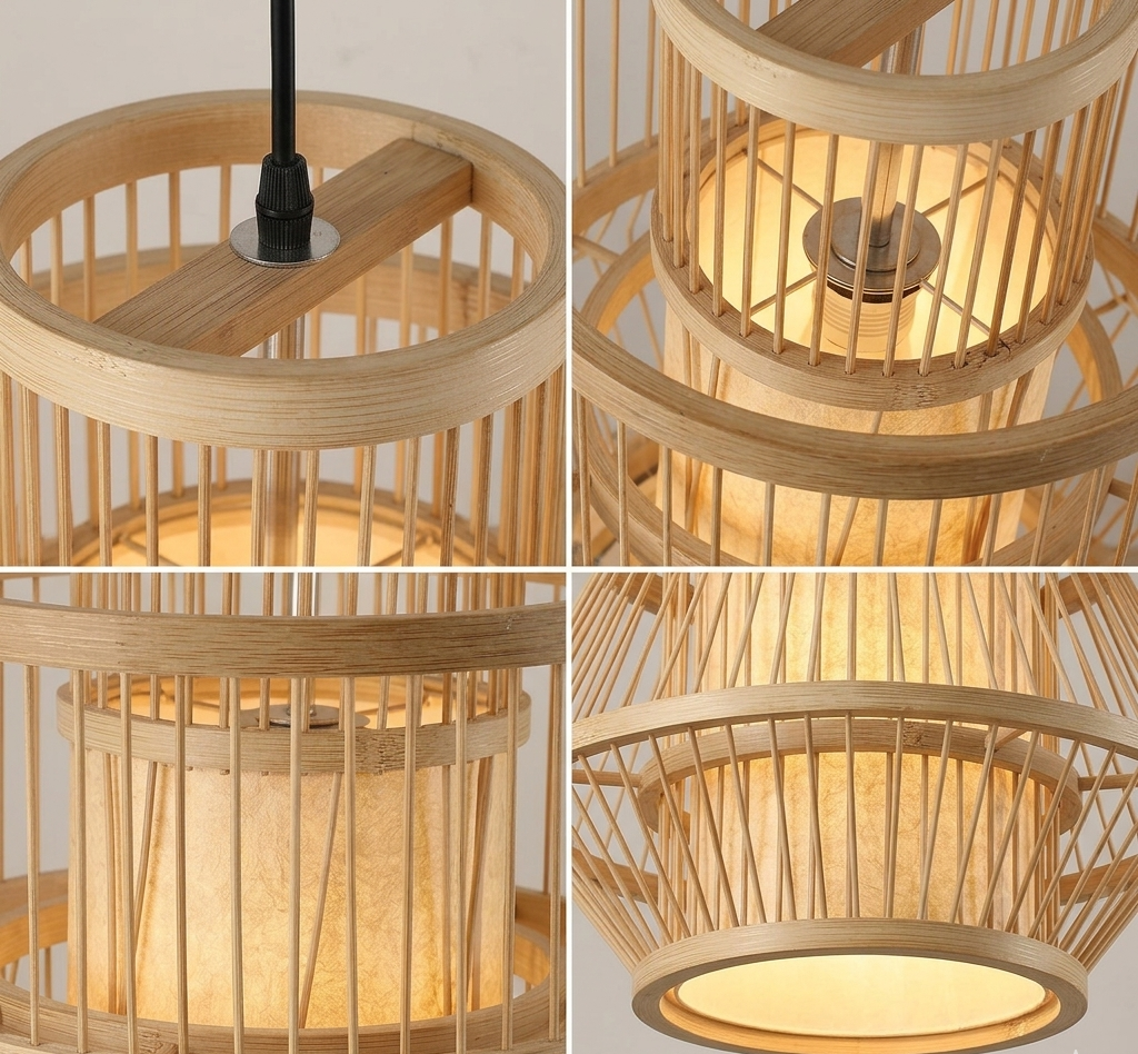 Handcrafted dome pendant light made from natural woven bamboo for eco-friendly home decor.