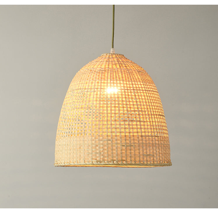 Artisan crafted eclectic wicker chandelier showcasing precise traditional weave patterns and diverse structural geometries.