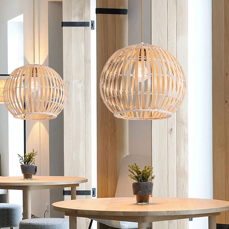 Handwoven bamboo globe pendant light adding natural warmth to modern home interiors