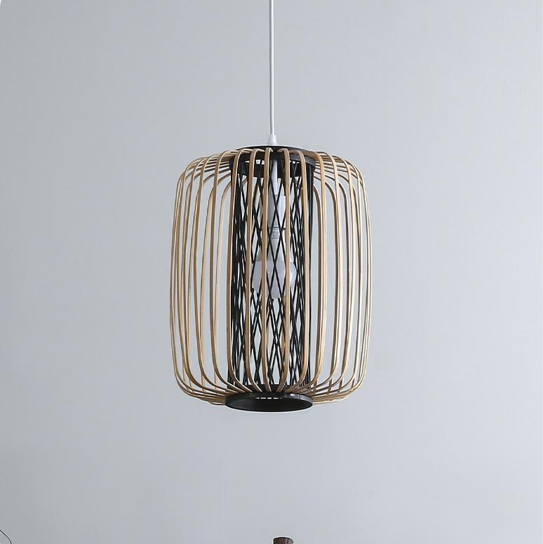 Sustainable handmade bamboo hanging lamp with organic texture for eco-friendly homes.