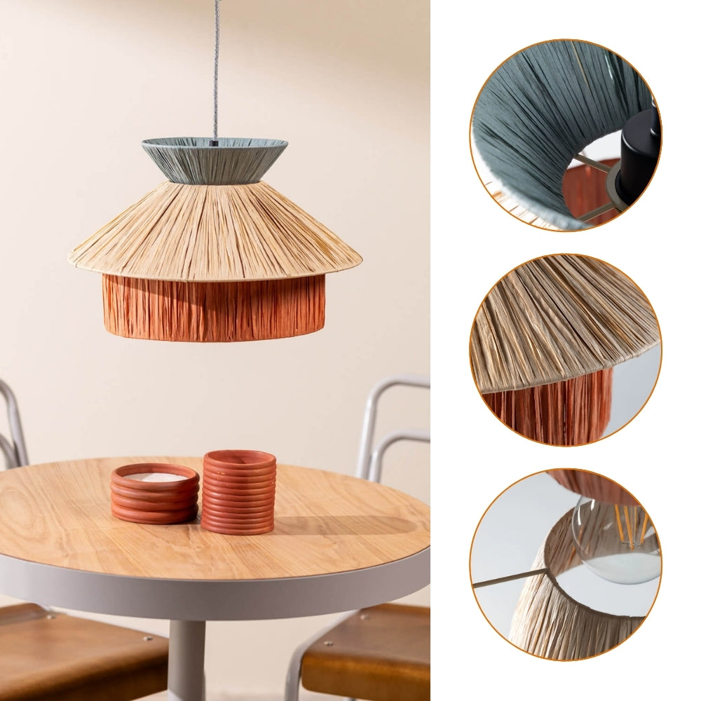 Minimalist Zen handwoven organic straw pendant lamp for cozy interiors