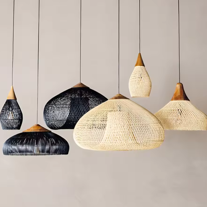 Minimalist woven rattan ceiling lamp for kitchen