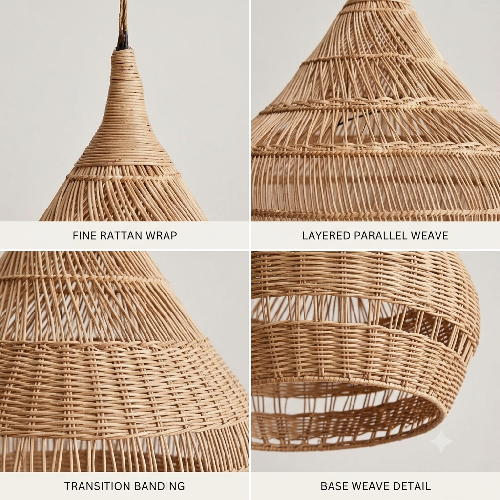 Eco-friendly hanging lamp crafted from natural bamboo fiber, perfect for a natural wellness space.