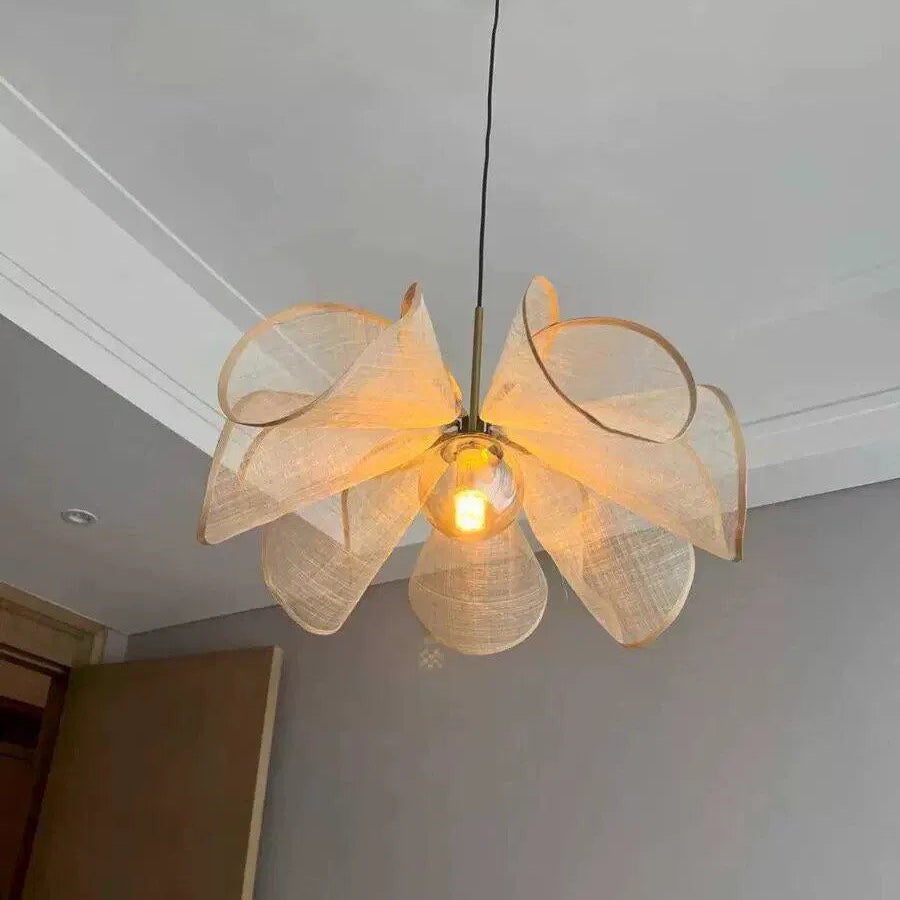 Hanging lamp in Modern style, crafted from Fabric, ideal for Bedroom decor, providing ambient and mood lighting with an organic, sculptural appeal.