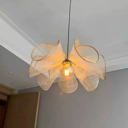 Hanging lamp in Modern style, crafted from Fabric, ideal for Bedroom decor, providing ambient and mood lighting with an organic, sculptural appeal.