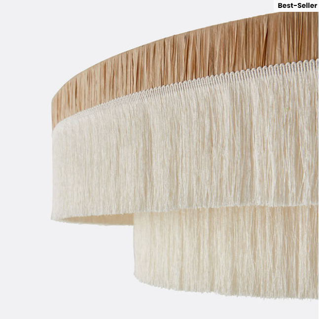 Hanging lamp with natural Raffia texture, perfect for art rooms, providing gentle mood lighting for creative spaces.