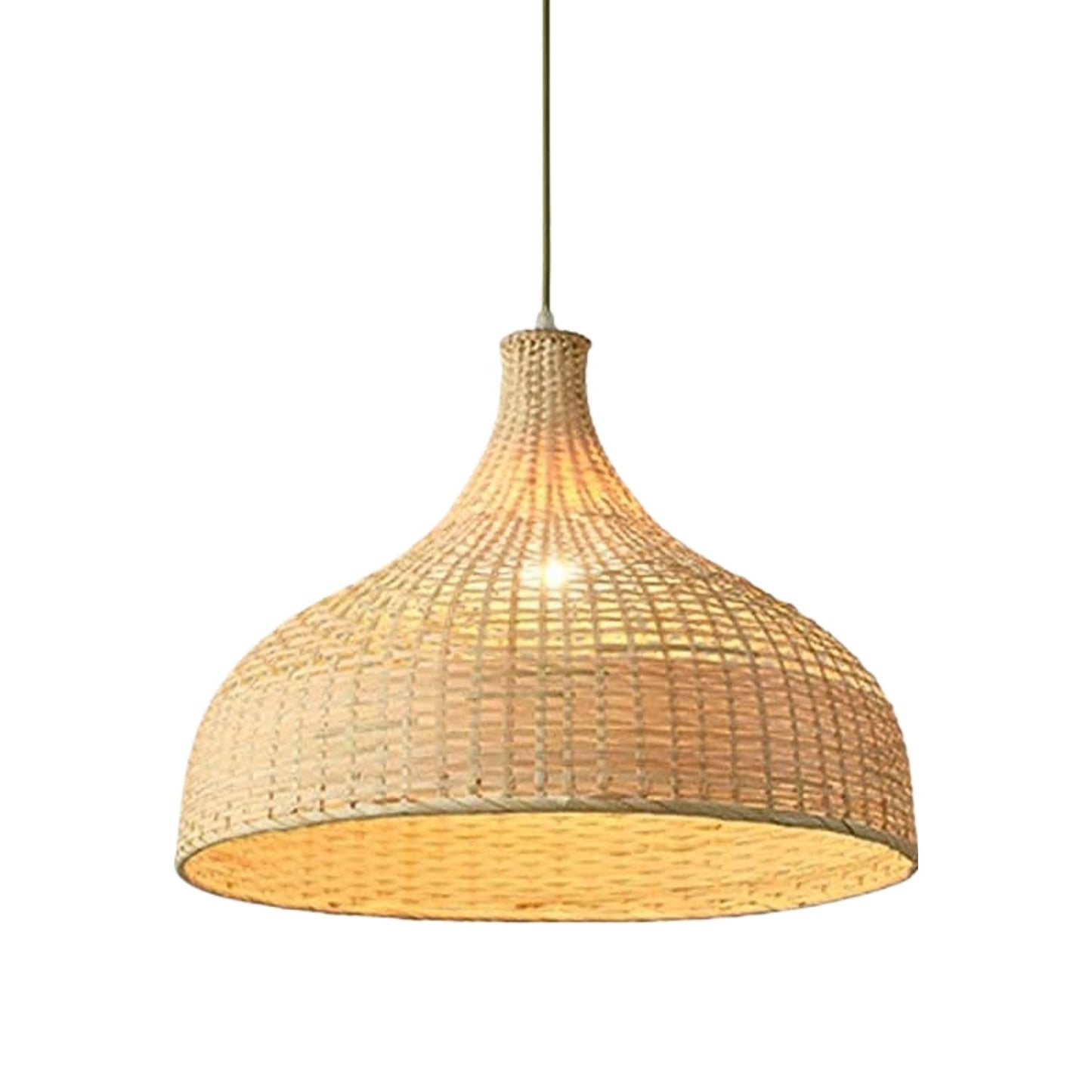 Staggered wicker staircase light fixture with four multi-level organic woven shades floating elegantly.