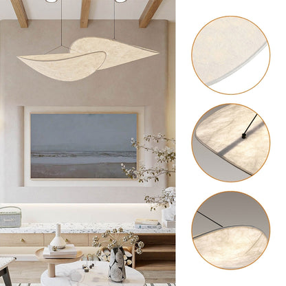 Japandi style fabric twisted pendant creating a cozy home atmosphere
