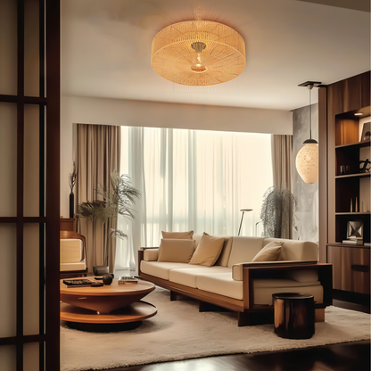Japandi style hemp rope ceiling lamp, bringing a serene, wabi-sabi balance to modern living spaces.
