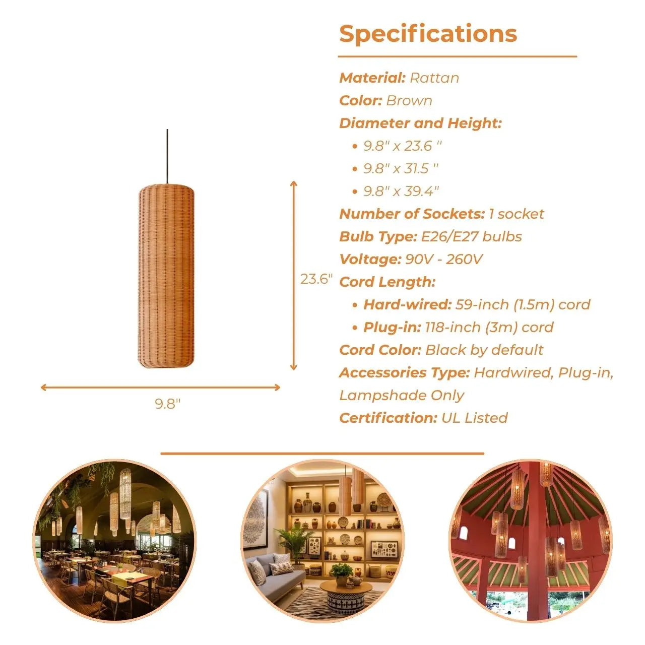 Modern Japandi style rattan column light fixture ideal for minimalist contemporary home decor.