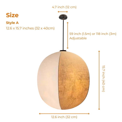 Textured sphere pendant lamp perfect for Japandi dining room decor