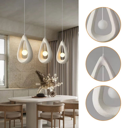 Modern Japandi style pendant lamp with teardrop shape silhouette