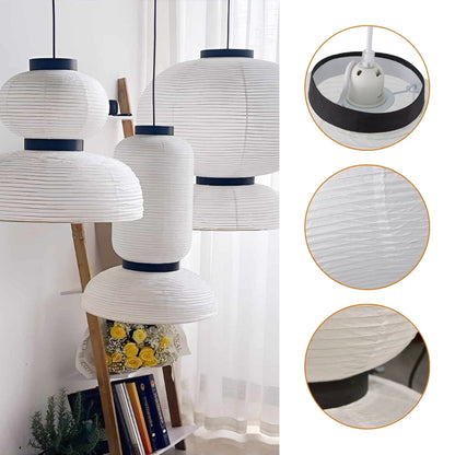 Japandi style orb paper light set fixture for modern minimalist home decor