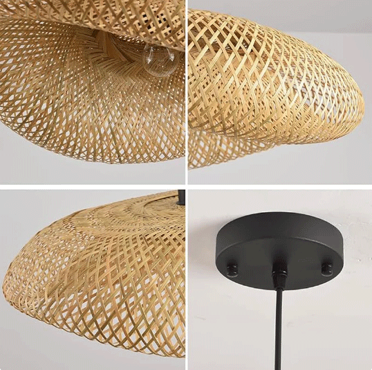 Oversized artisan woven bamboo lamp for open space