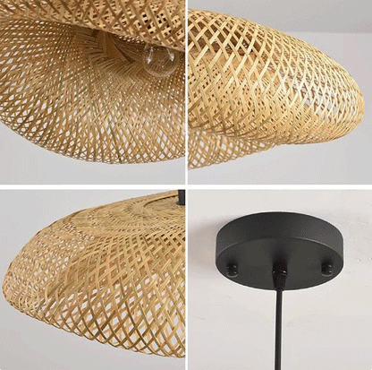 Oversized artisan woven bamboo lamp for open space