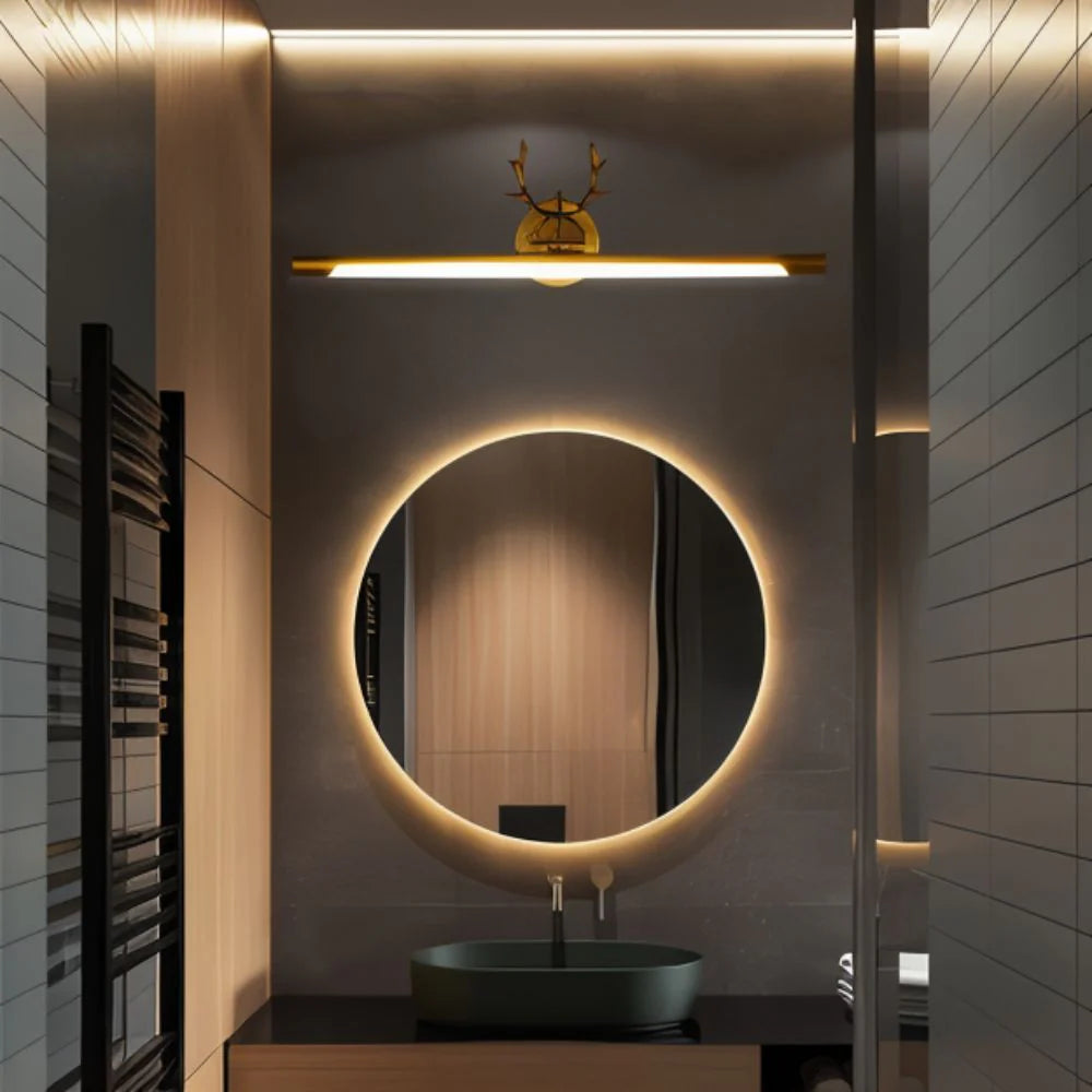 Luxurious copper antler vanity sconce providing clear task lighting for bathroom mirror areas