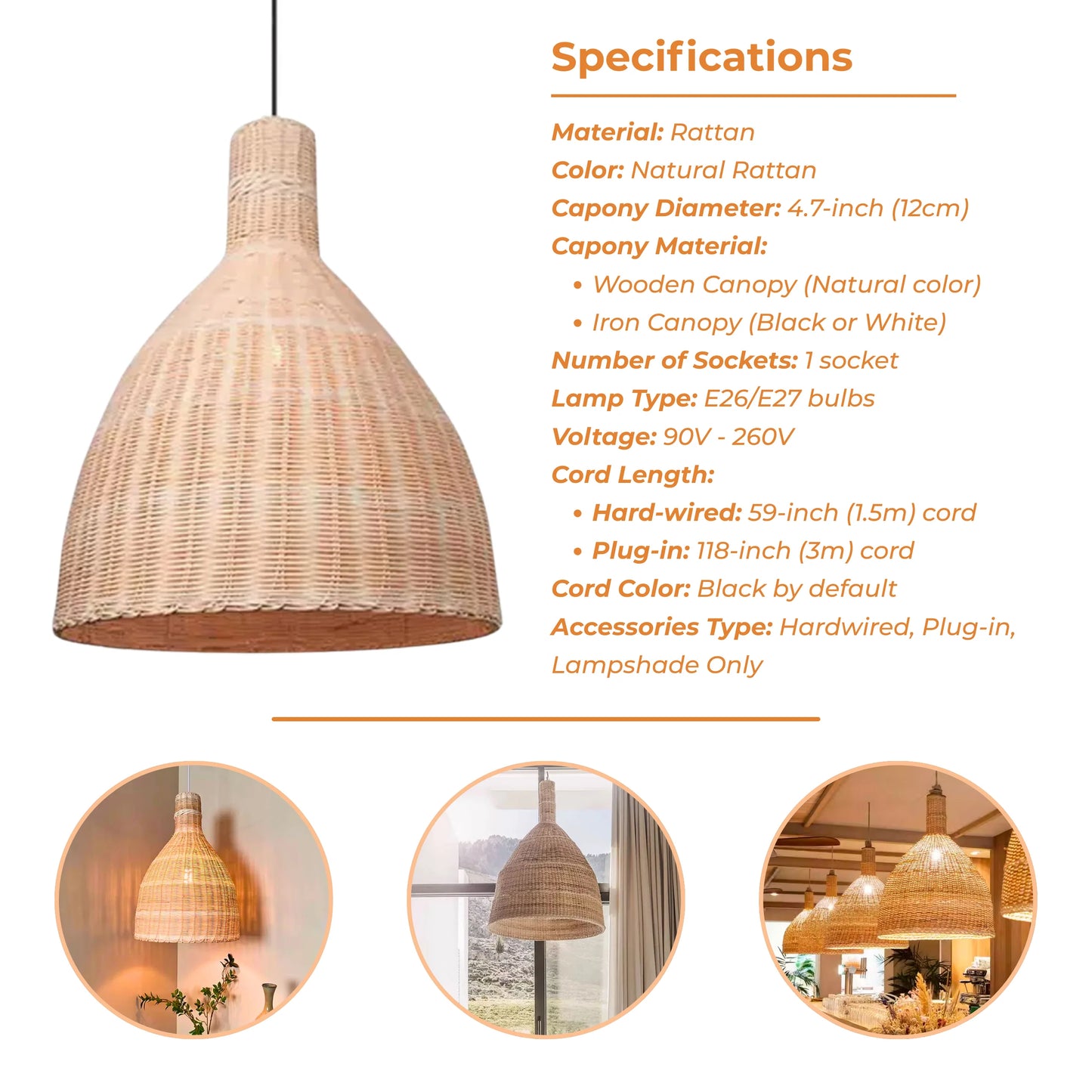 Mid-century inspired bamboo bell light blending vintage and modern styles.