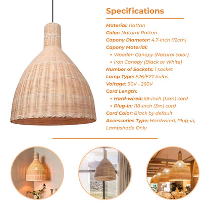 Mid-century inspired bamboo bell light blending vintage and modern styles.