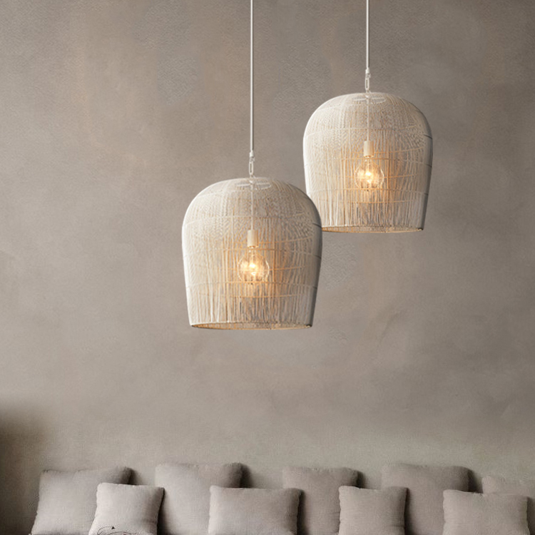 Mid-century inspired rattan barrel lamp, combining vintage texture with a clean and modern design form.