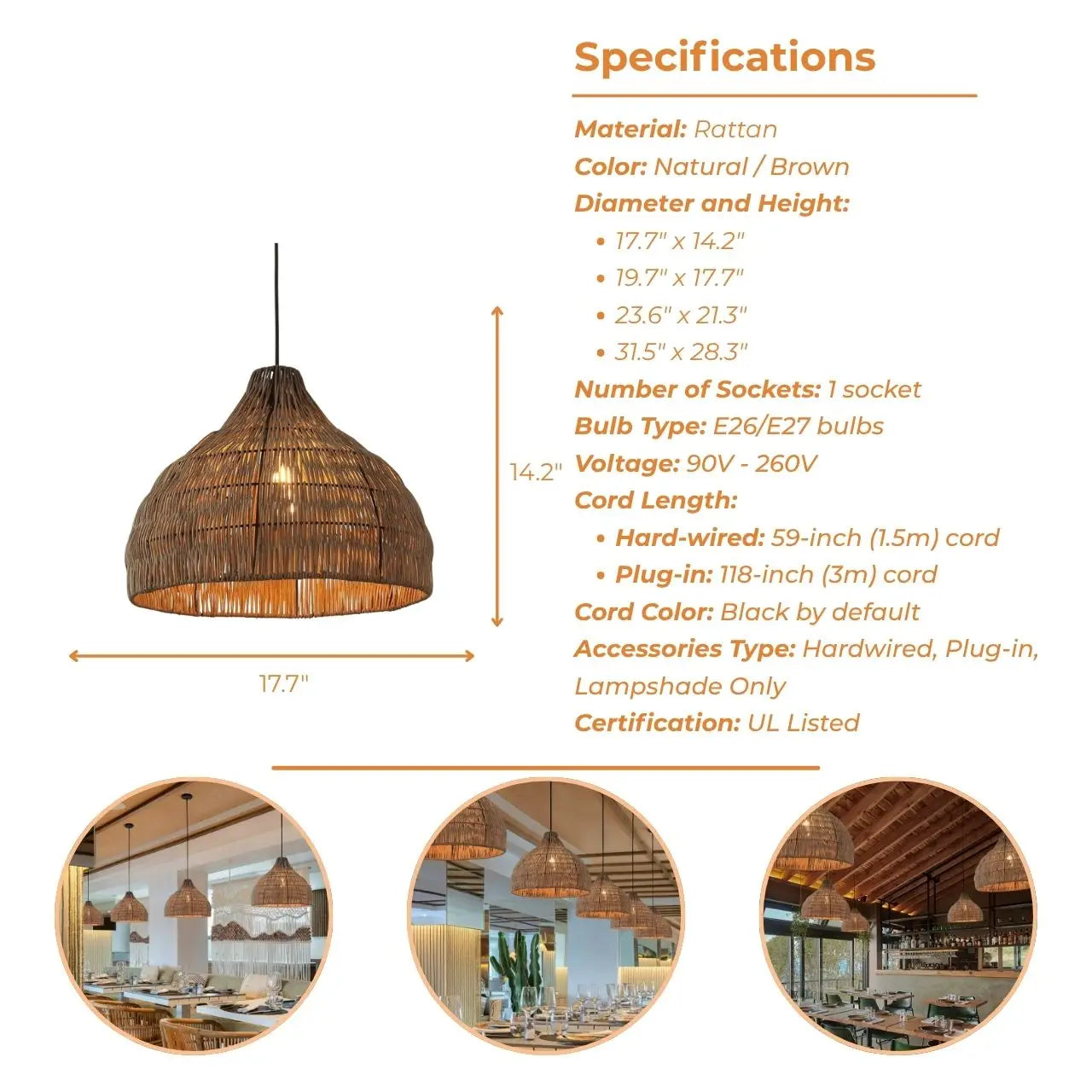 Mid-century organic rattan ceiling fixture blending classic charm with modern woven textures.