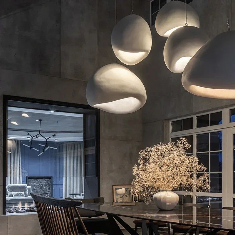 Minimalist gray HDPE sculptural ceiling lamp, modern design