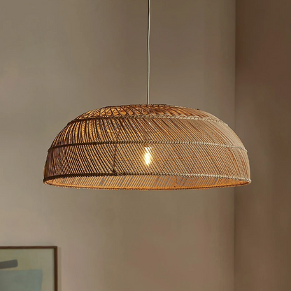 Minimalist luxury rattan hanging fixture made from sustainable materials