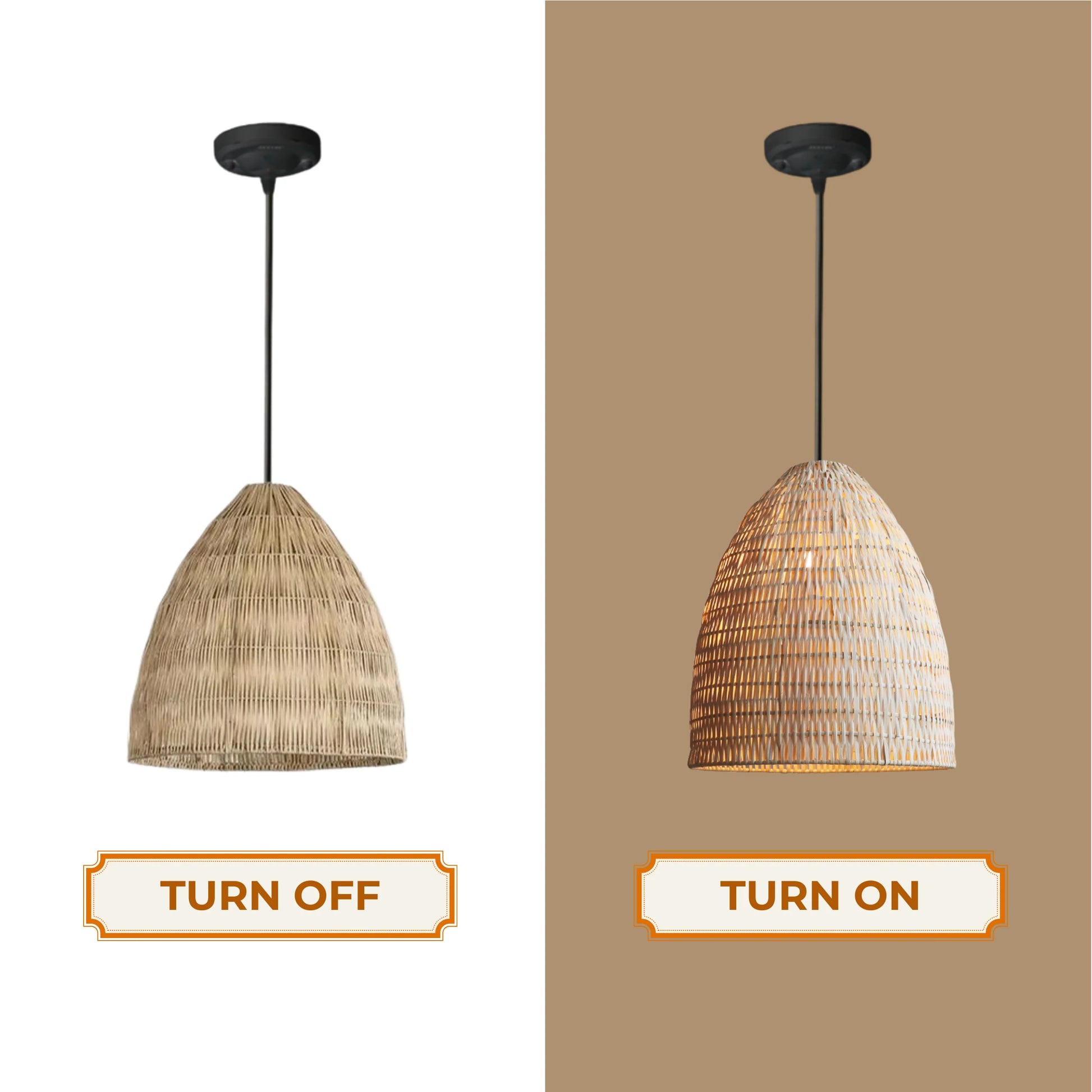 Minimalist natural bamboo dome light showcasing the elegant and authentic grain of handmade bamboo