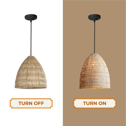 Minimalist natural bamboo dome light showcasing the elegant and authentic grain of handmade bamboo