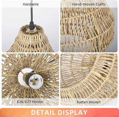 Minimalist natural fiber bell pendant light fixture for clean and serene interior styling
