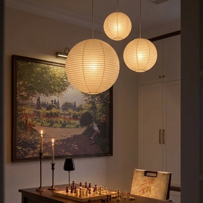 Minimalist white paper lantern pendant light for modern home